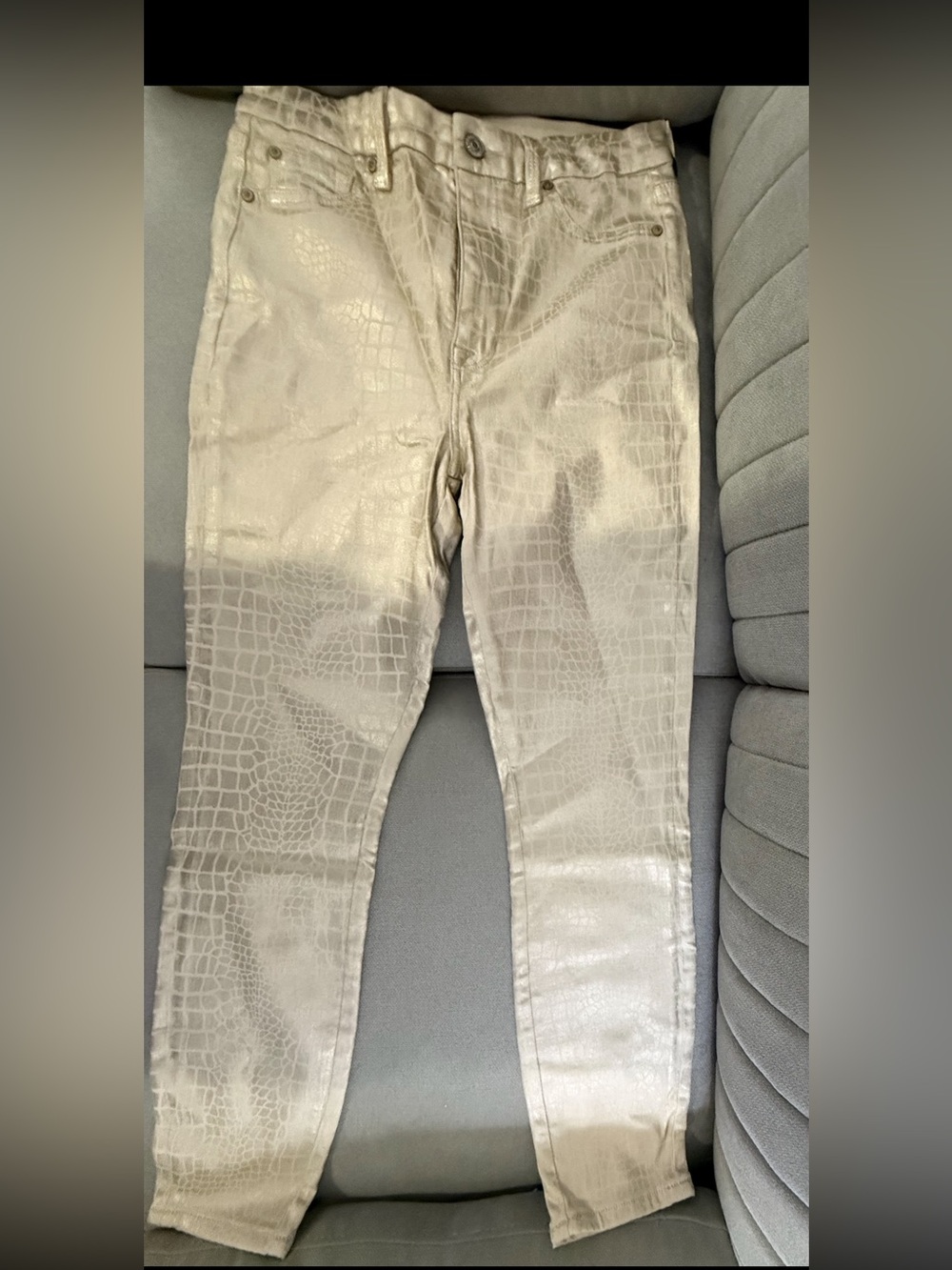 NWT 7 For All Mankind Aubrey 29 Metallic Gold Croc Super High Waist Skinny $278